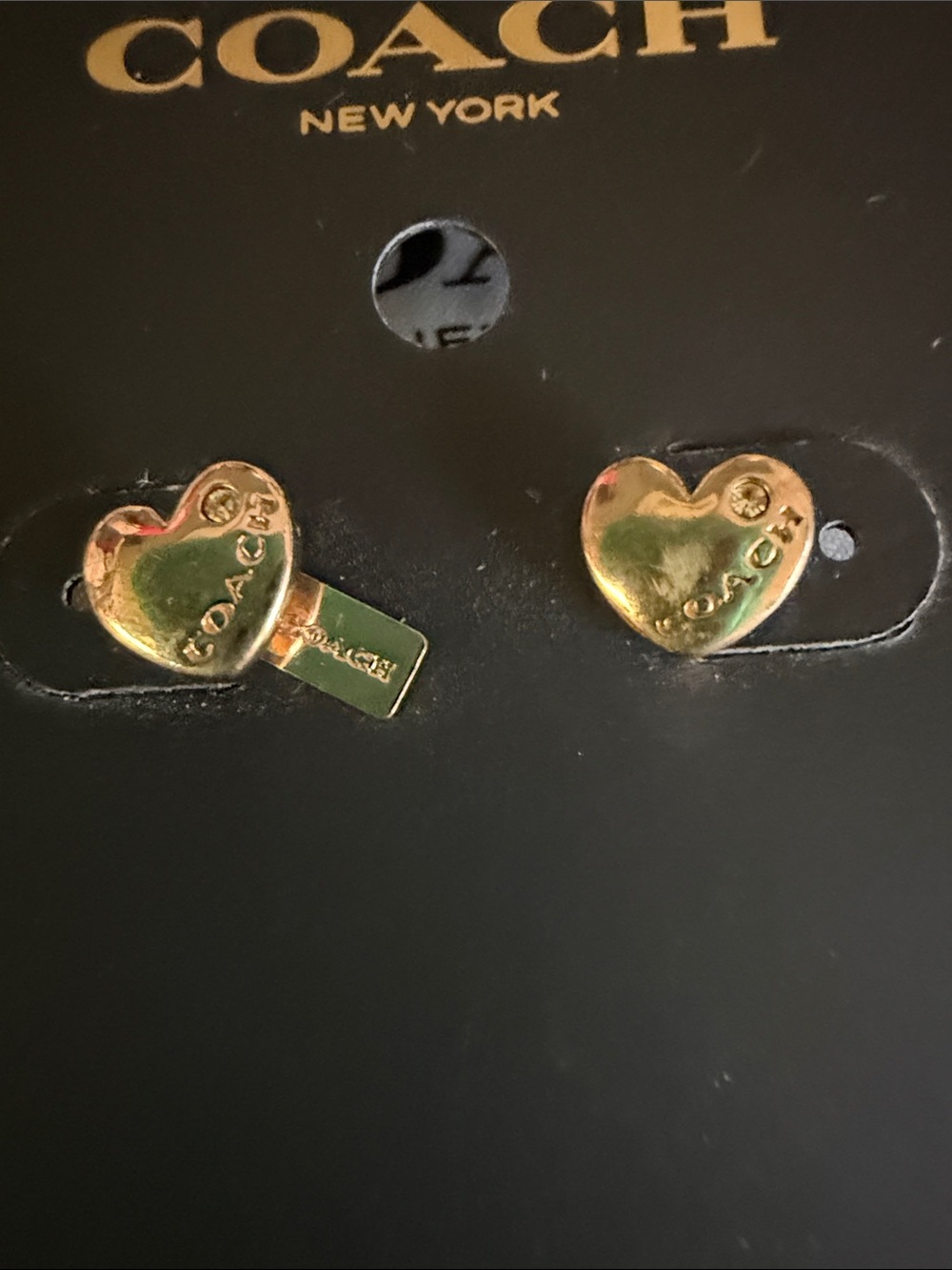 Coach Gold Heart Charm Stud Earrings - Picture 2 of 4